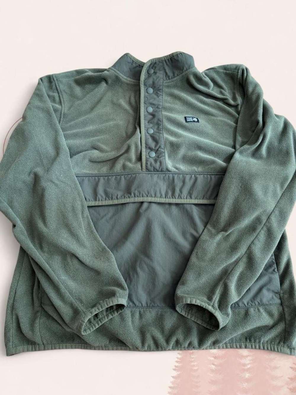 Mountain Hardwear Men’s Olive Fleece Snap Pullover Jacket Size Large